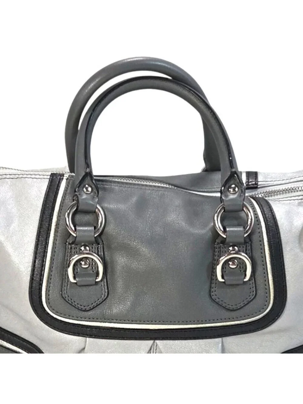 Coach 2012 Ashley Spectator 2-Way Gray Leather Satchel Bag Purse F17455